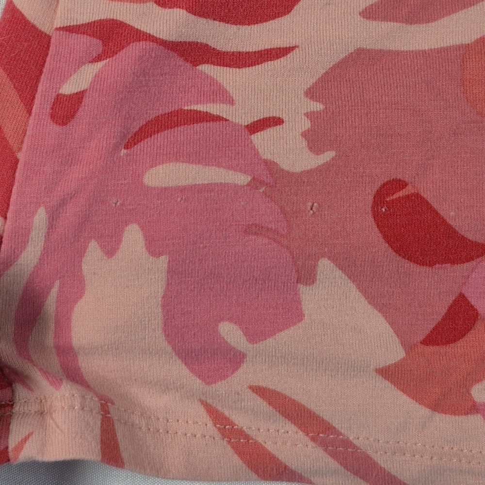 CHICOS Pink Tropical Leaf Scoop Neck Top ~ Rayon Blend ~ Size 2/ US Large - Picture 5 of 5
